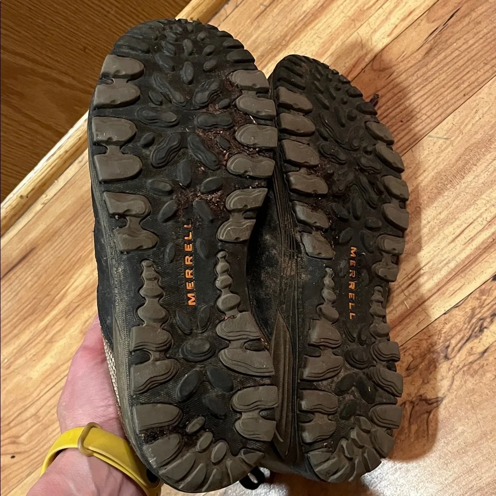 Merrell MOAB Mid hiker 6 youth suede leather walnut brown mesh lace hiking boots